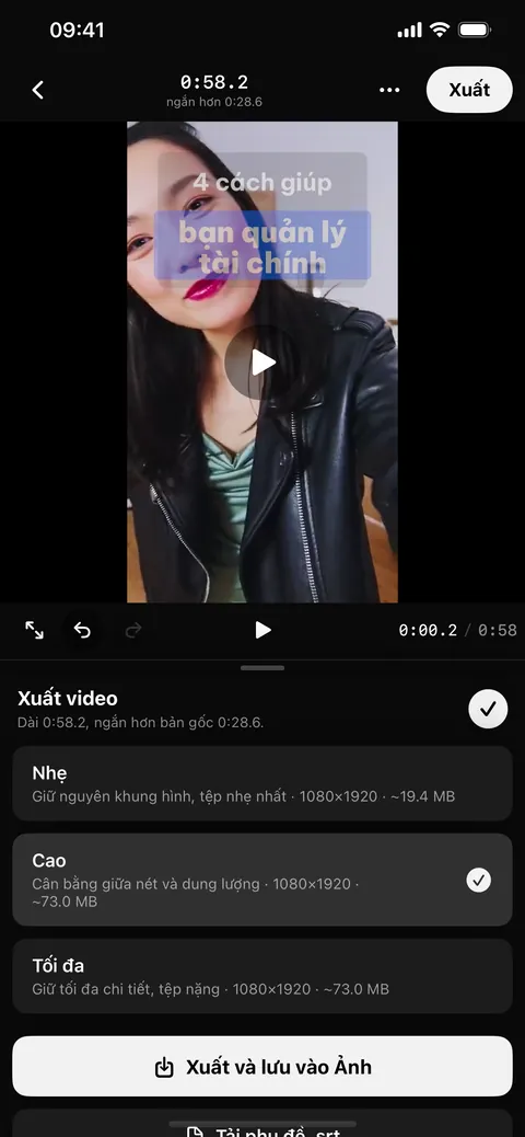 Bảng Xuất video